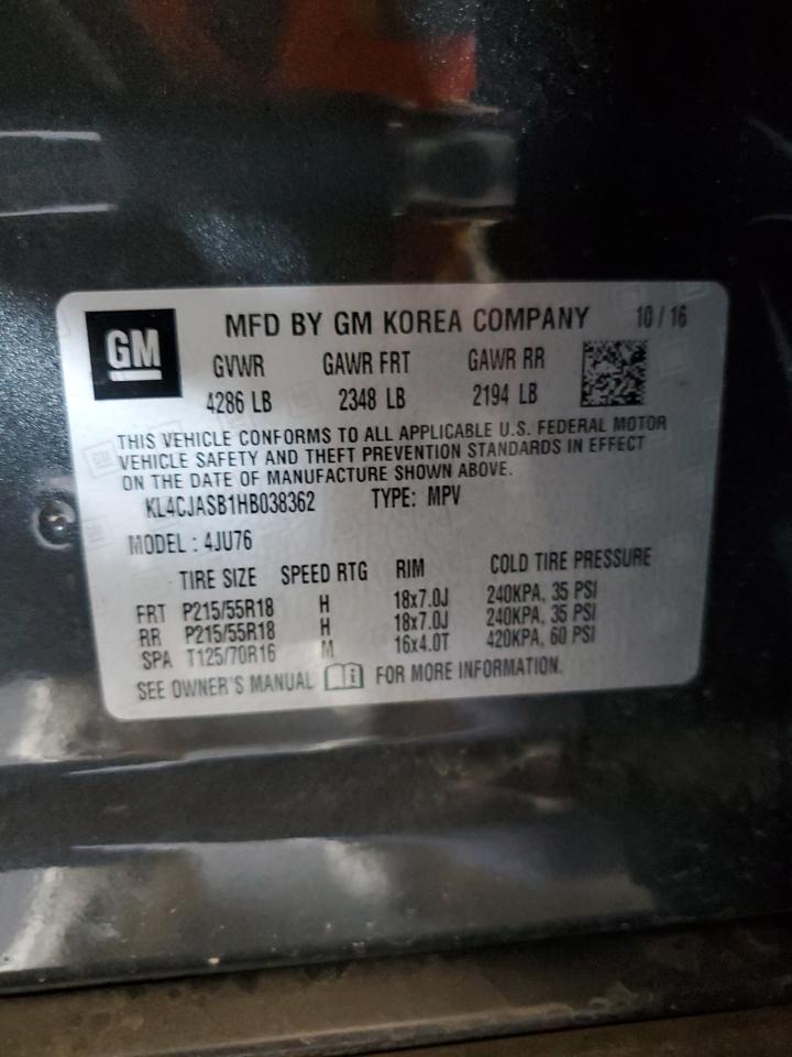 2017 Buick Encore Preferred VIN: KL4CJASB1HB038362 Lot: 57064024