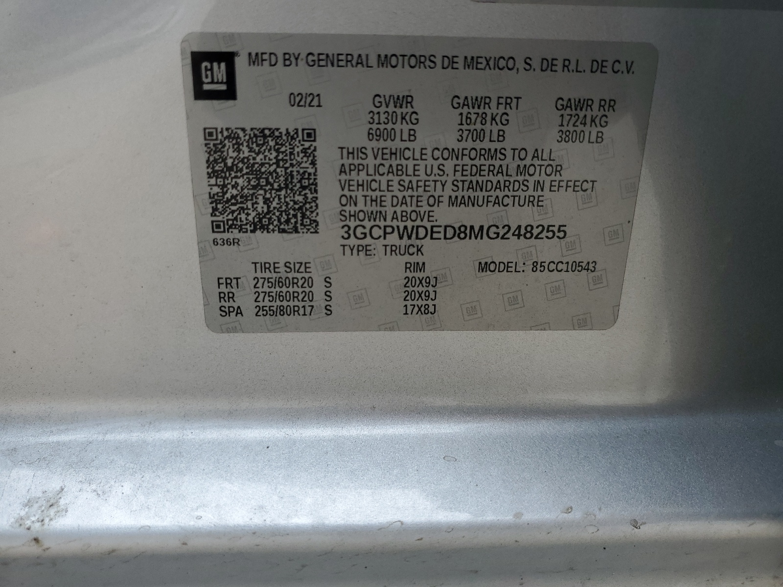 3GCPWDED8MG248255 2021 Chevrolet Silverado C1500 Rst