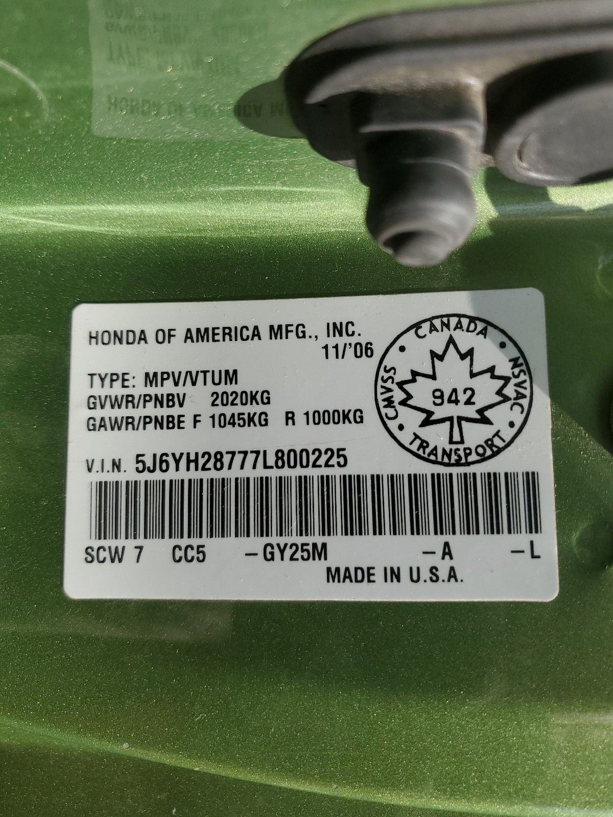 5J6YH28777L800225 2007 Honda Element Ex