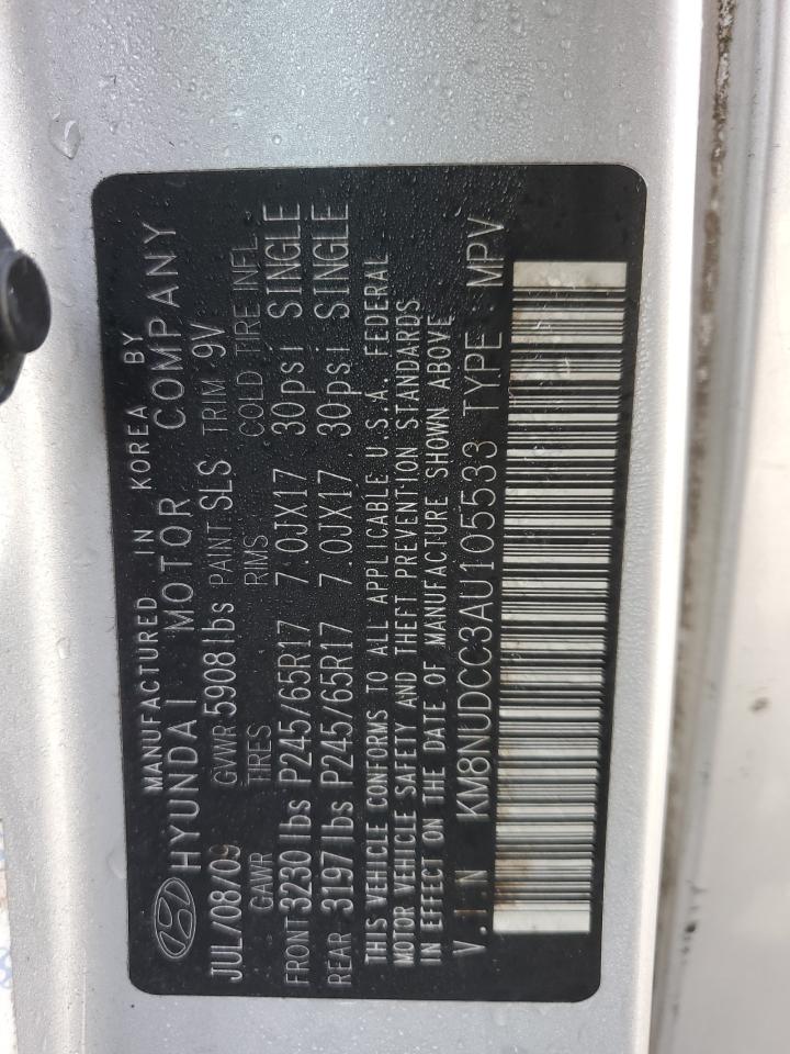 2010 Hyundai Veracruz Gls VIN: KM8NUDCC3AU105533 Lot: 60921614