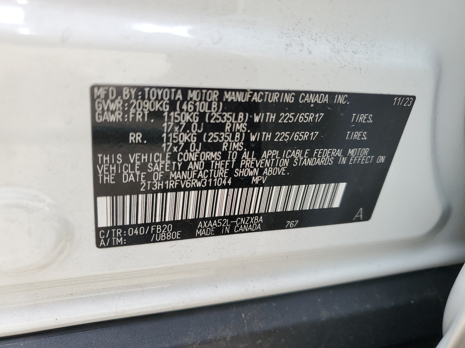 2T3H1RFV6RW311044 2024 Toyota Rav4 Le