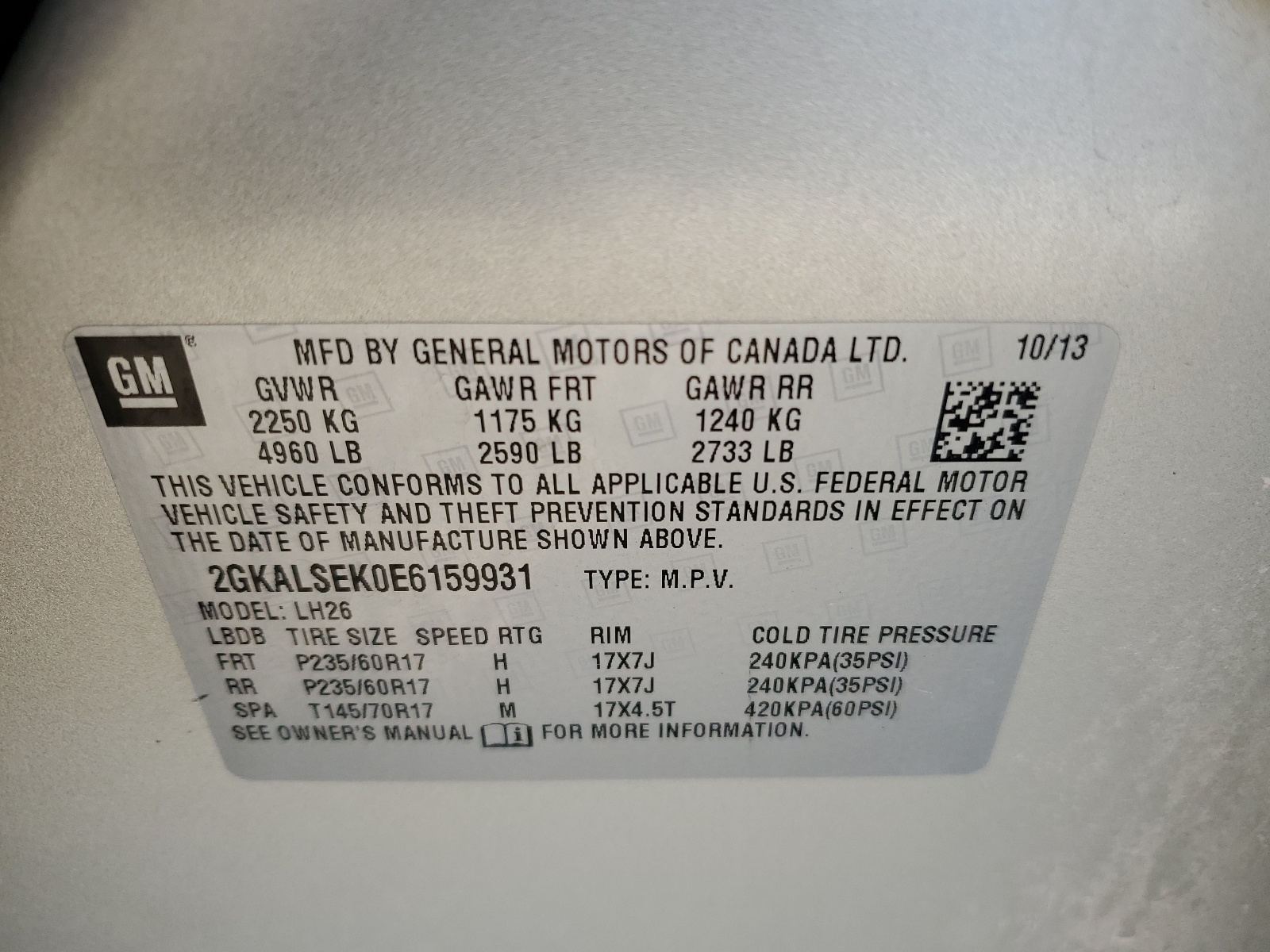 2GKALSEK0E6159931 2014 GMC Terrain Slt