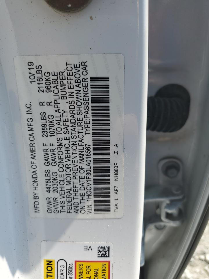 2020 Honda Accord Sport VIN: 1HGCV1F30LA018567 Lot: 58741974