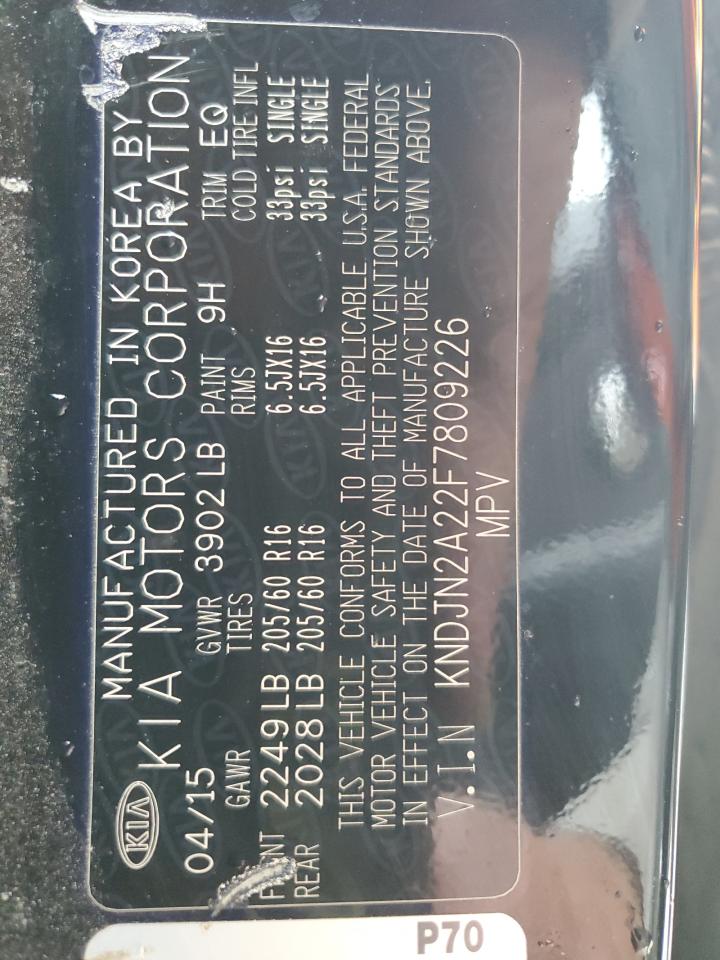 2015 Kia Soul VIN: KNDJN2A22F7809226 Lot: 59696154