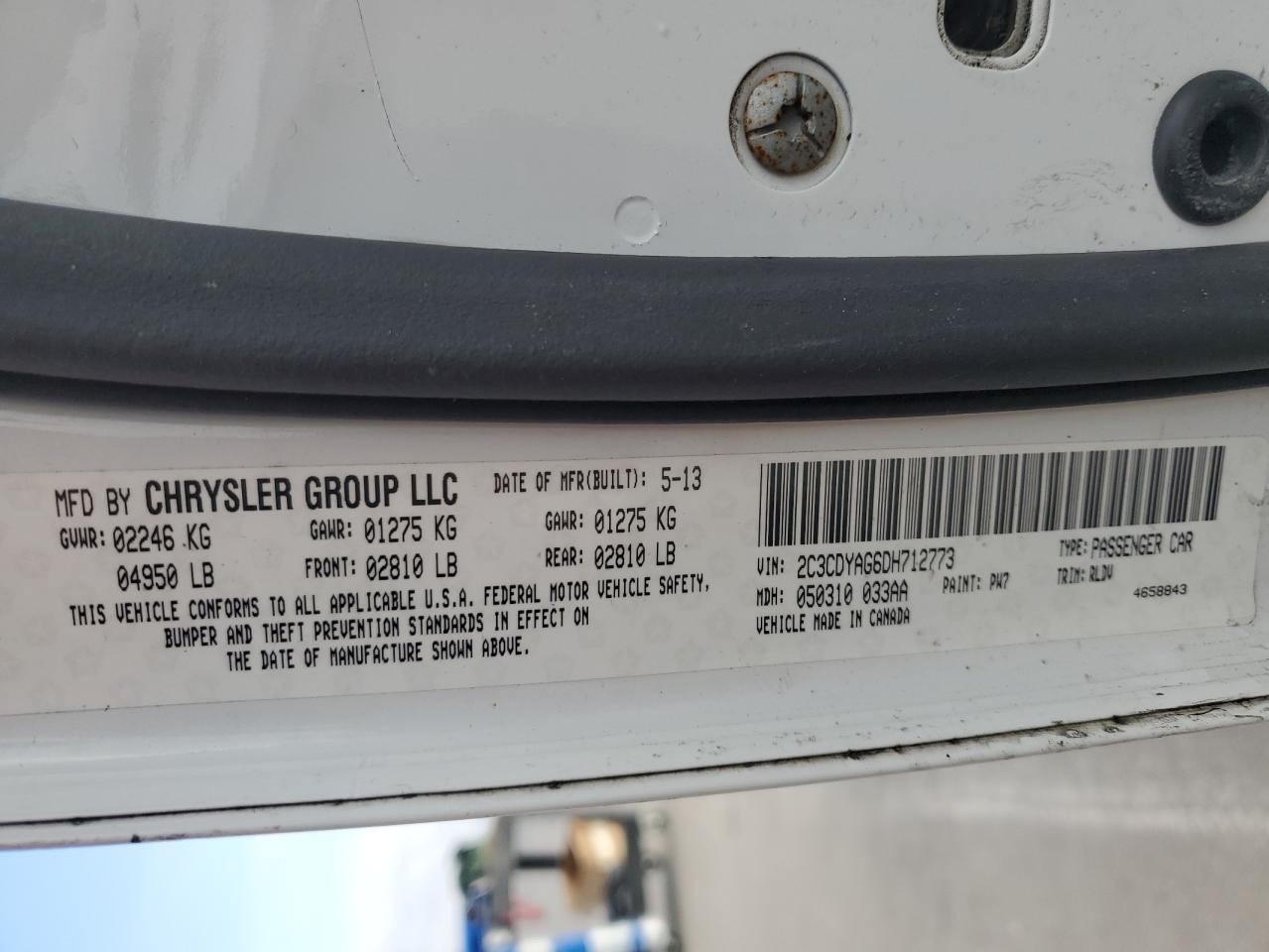 2013 Dodge Challenger Sxt VIN: 2C3CDYAG6DH712773 Lot: 59893034