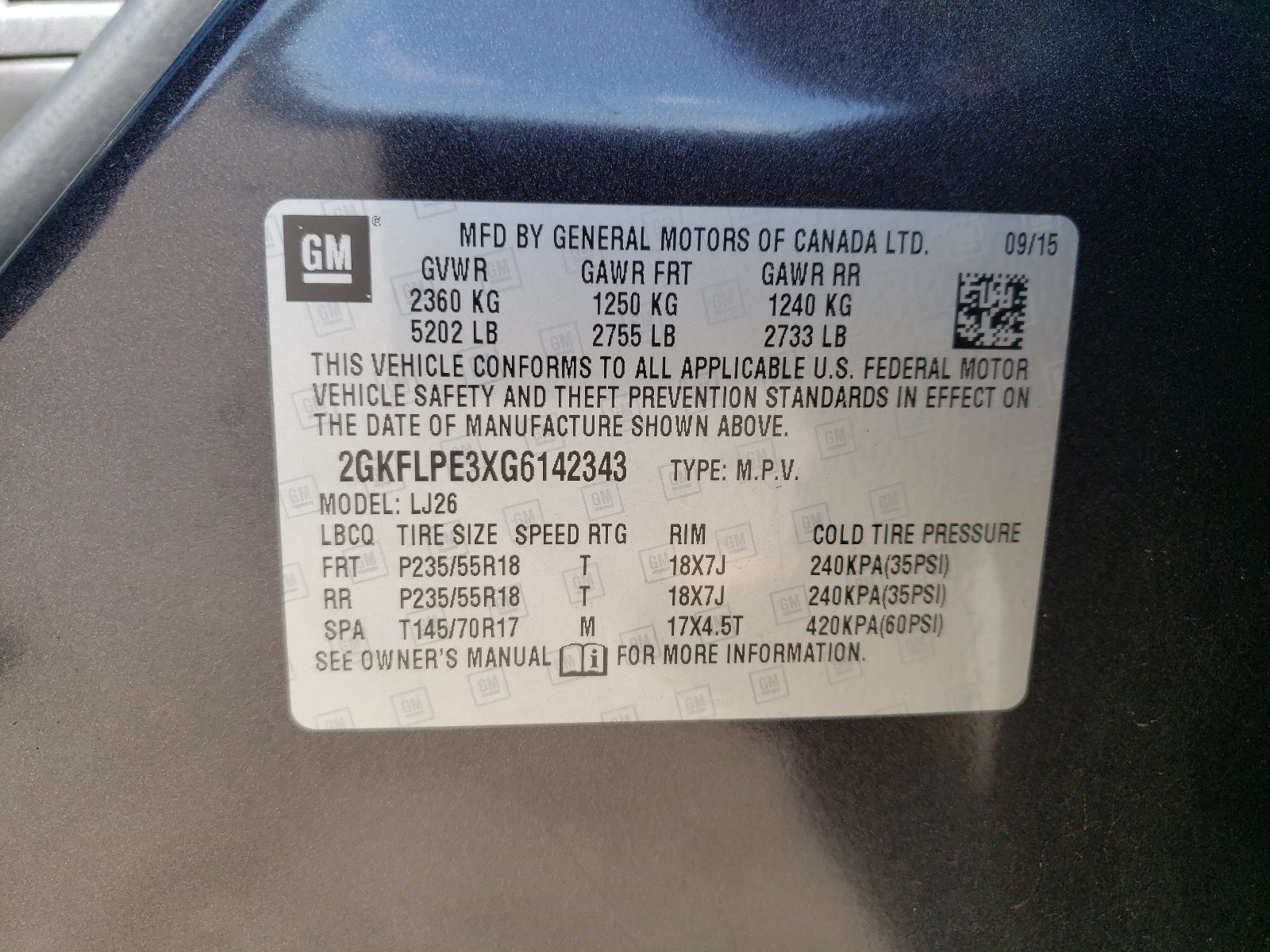 2GKFLPE3XG6142343 2016 GMC Terrain Slt