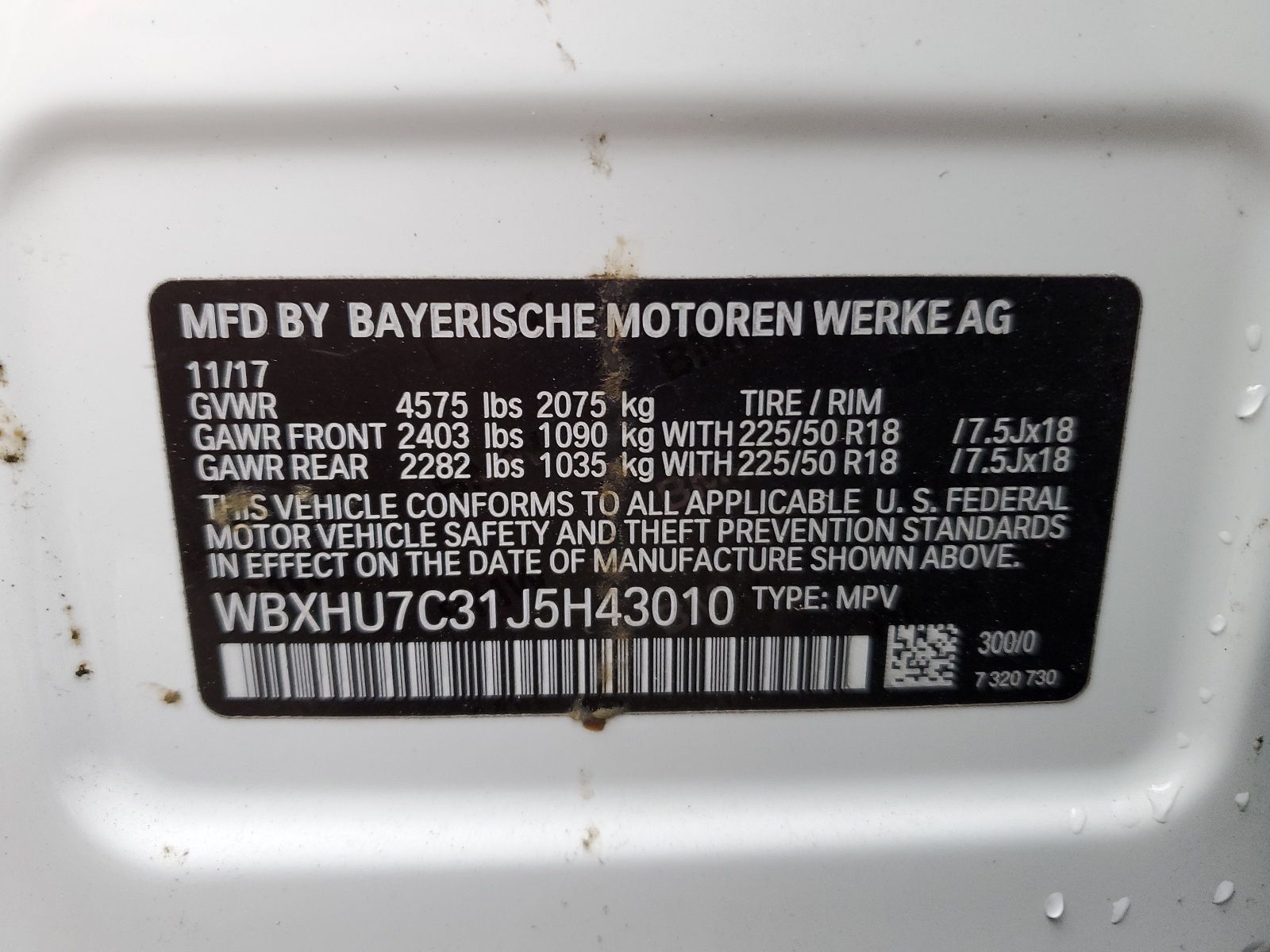 WBXHU7C31J5H43010 2018 BMW X1 Sdrive28I