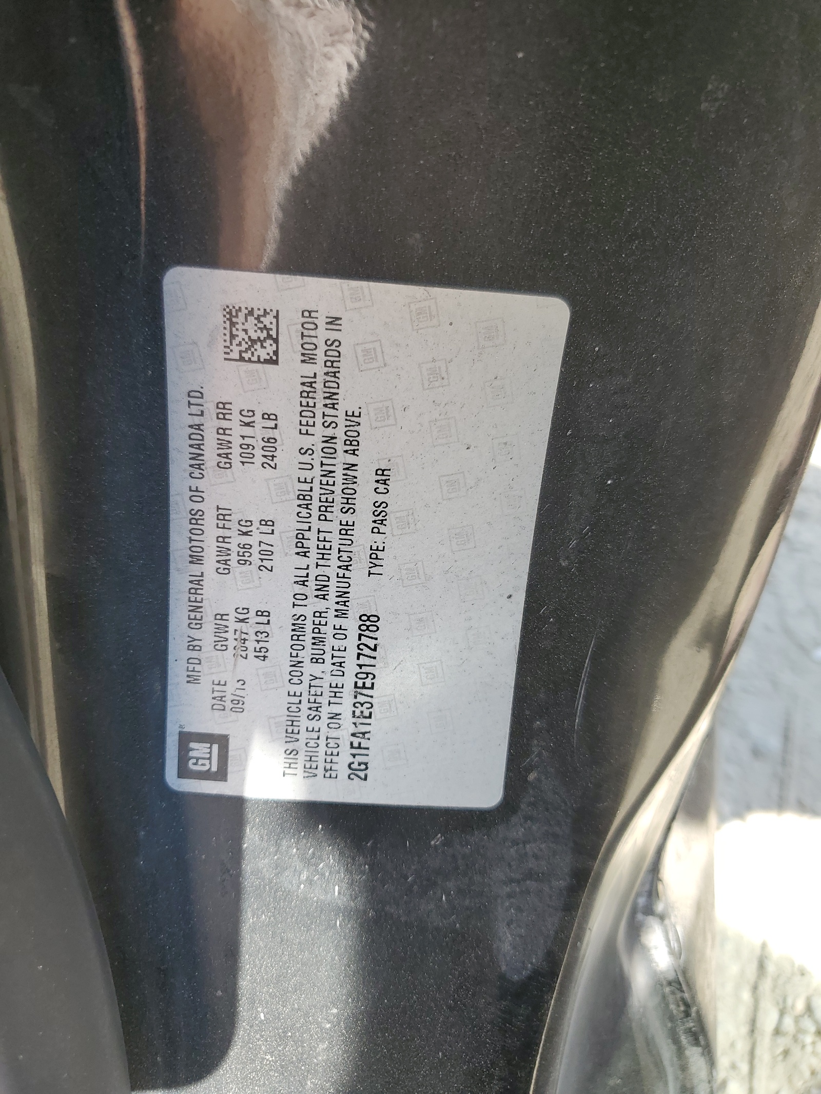 2G1FA1E37E9172788 2014 Chevrolet Camaro Ls