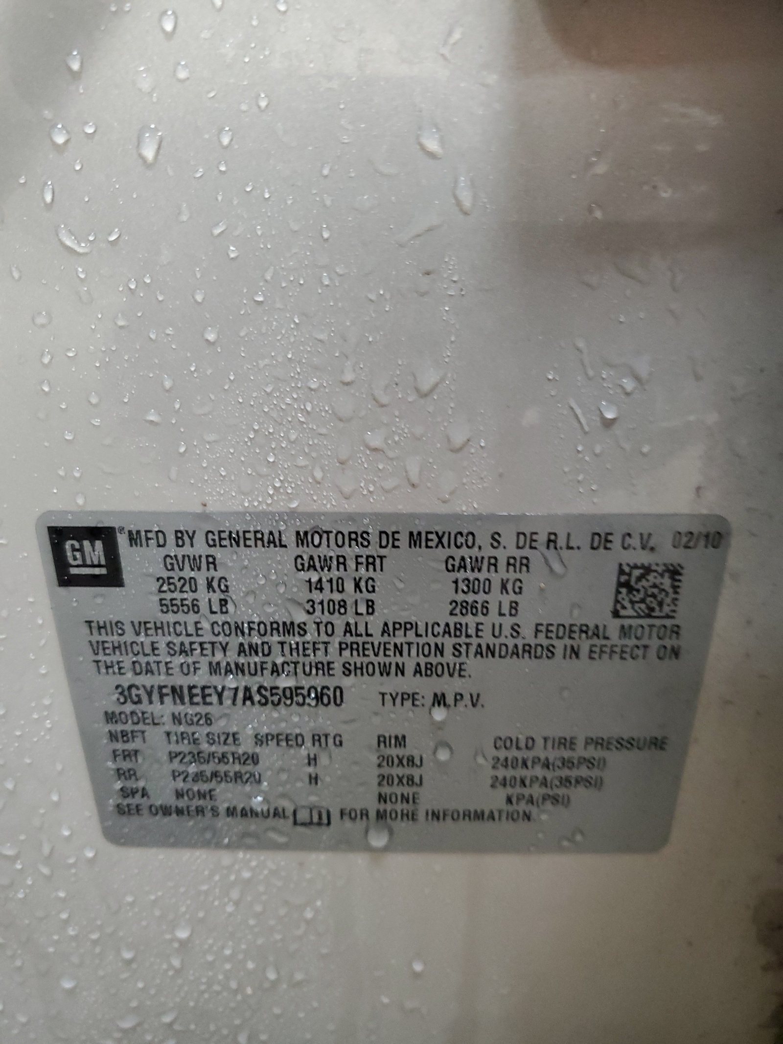 3GYFNEEY7AS595960 2010 Cadillac Srx Performance Collection