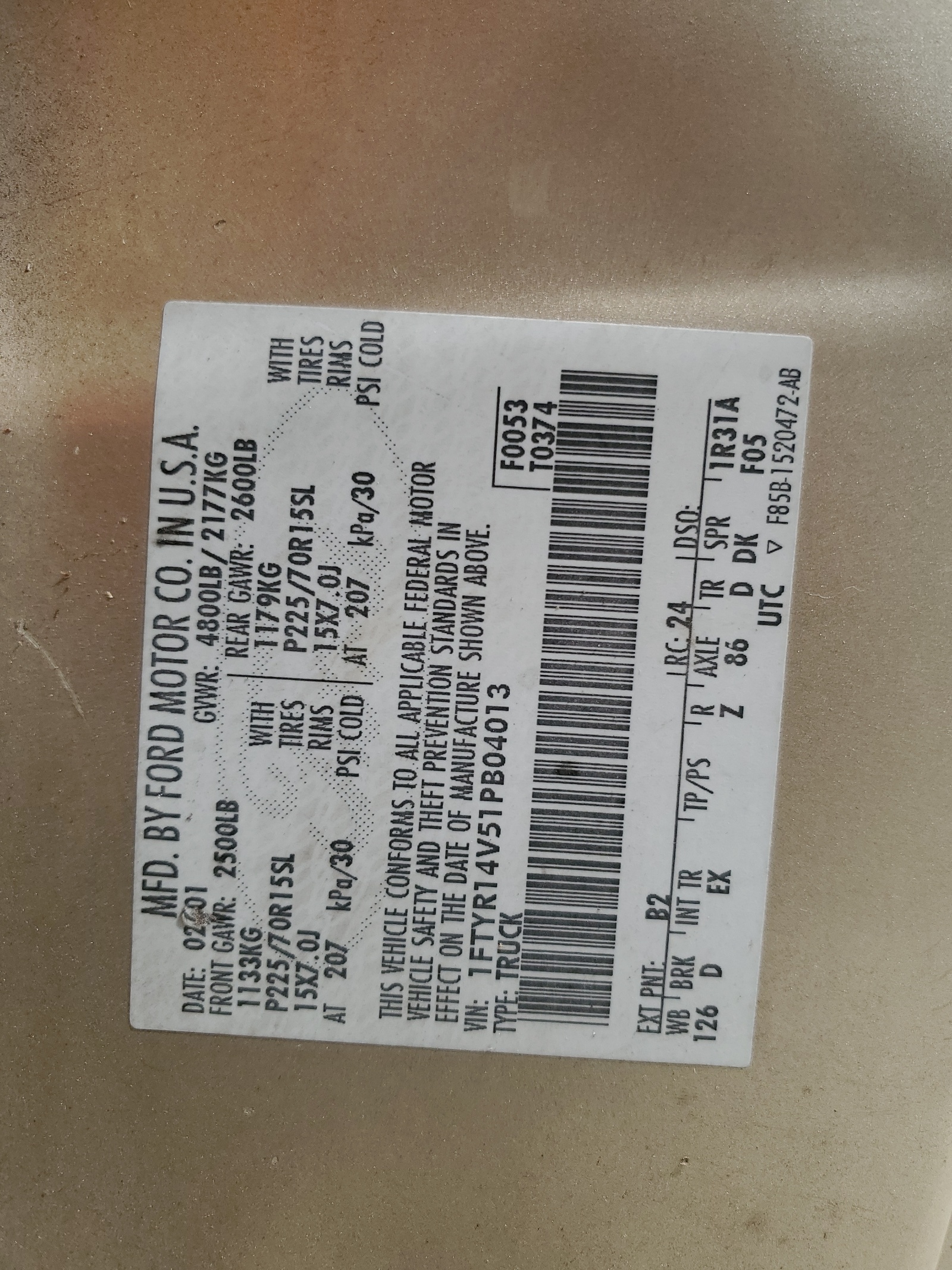 1FTYR14V51PB04013 2001 Ford Ranger Super Cab