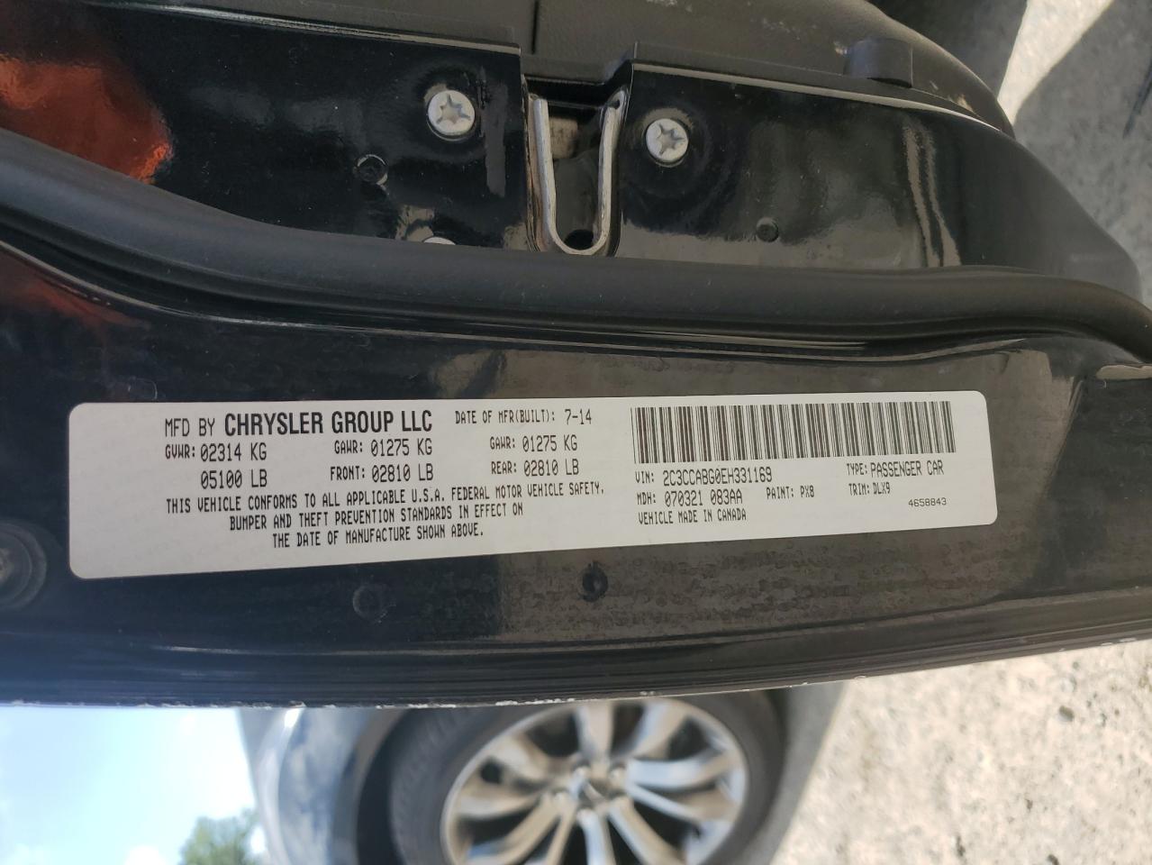 2014 Chrysler 300 S VIN: 2C3CCABG0EH331169 Lot: 59322594