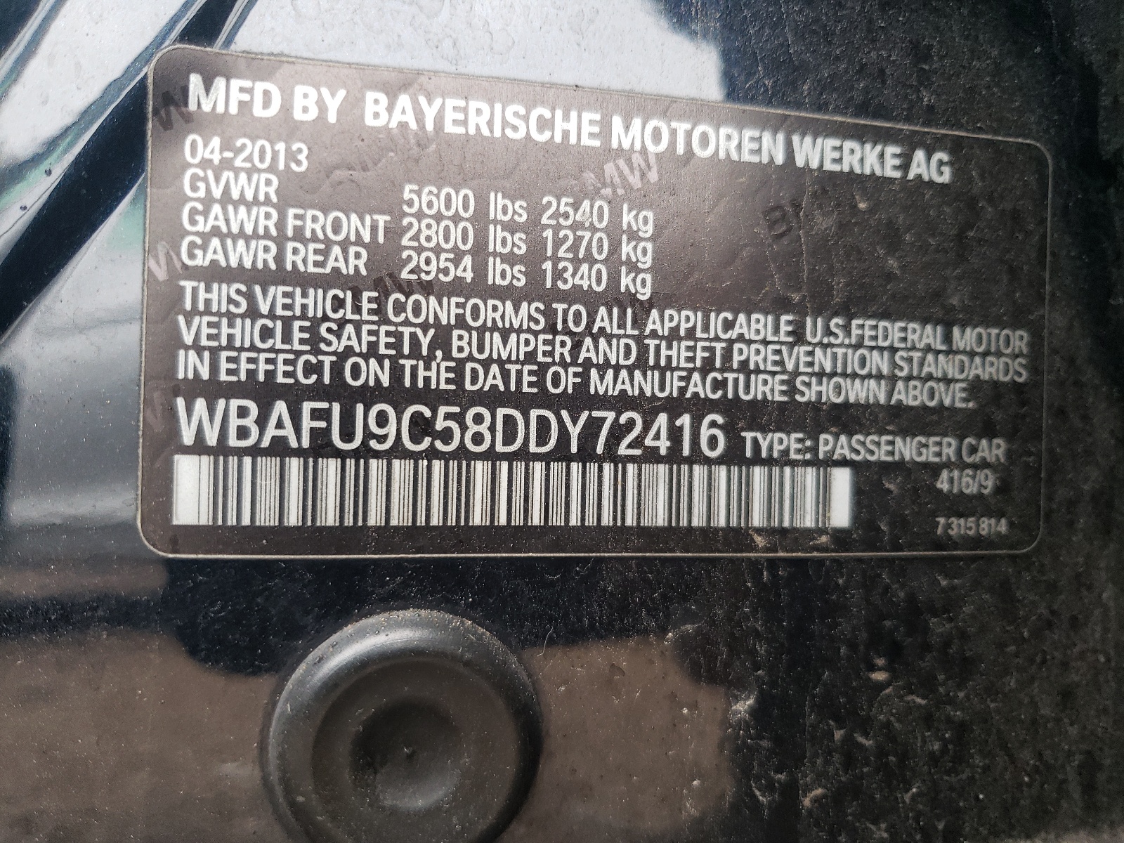 WBAFU9C58DDY72416 2013 BMW 550 Xi