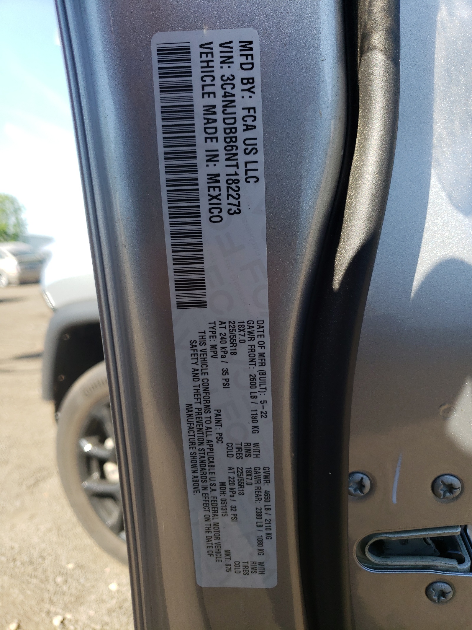 3C4NJDBB6NT182273 2022 Jeep Compass Latitude