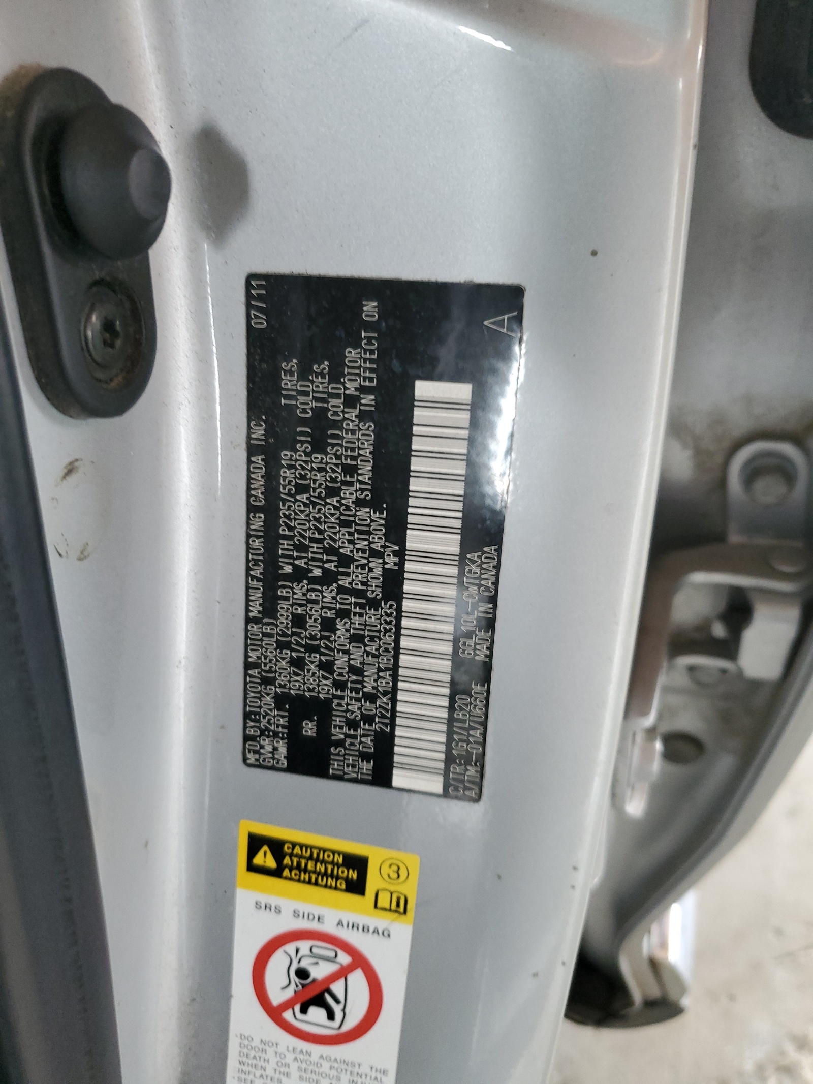 2T2ZK1BA1BC063335 2011 Lexus Rx 350