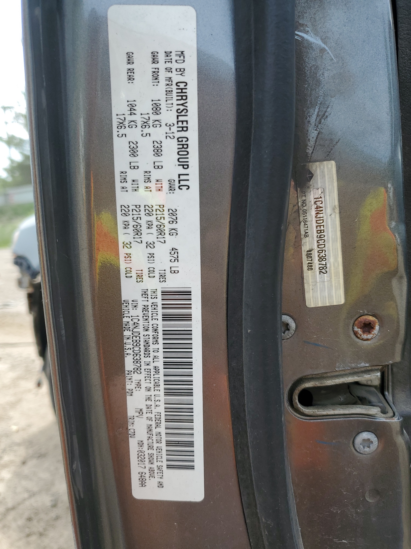 1C4NJDEB9CD638782 2012 Jeep Compass Latitude