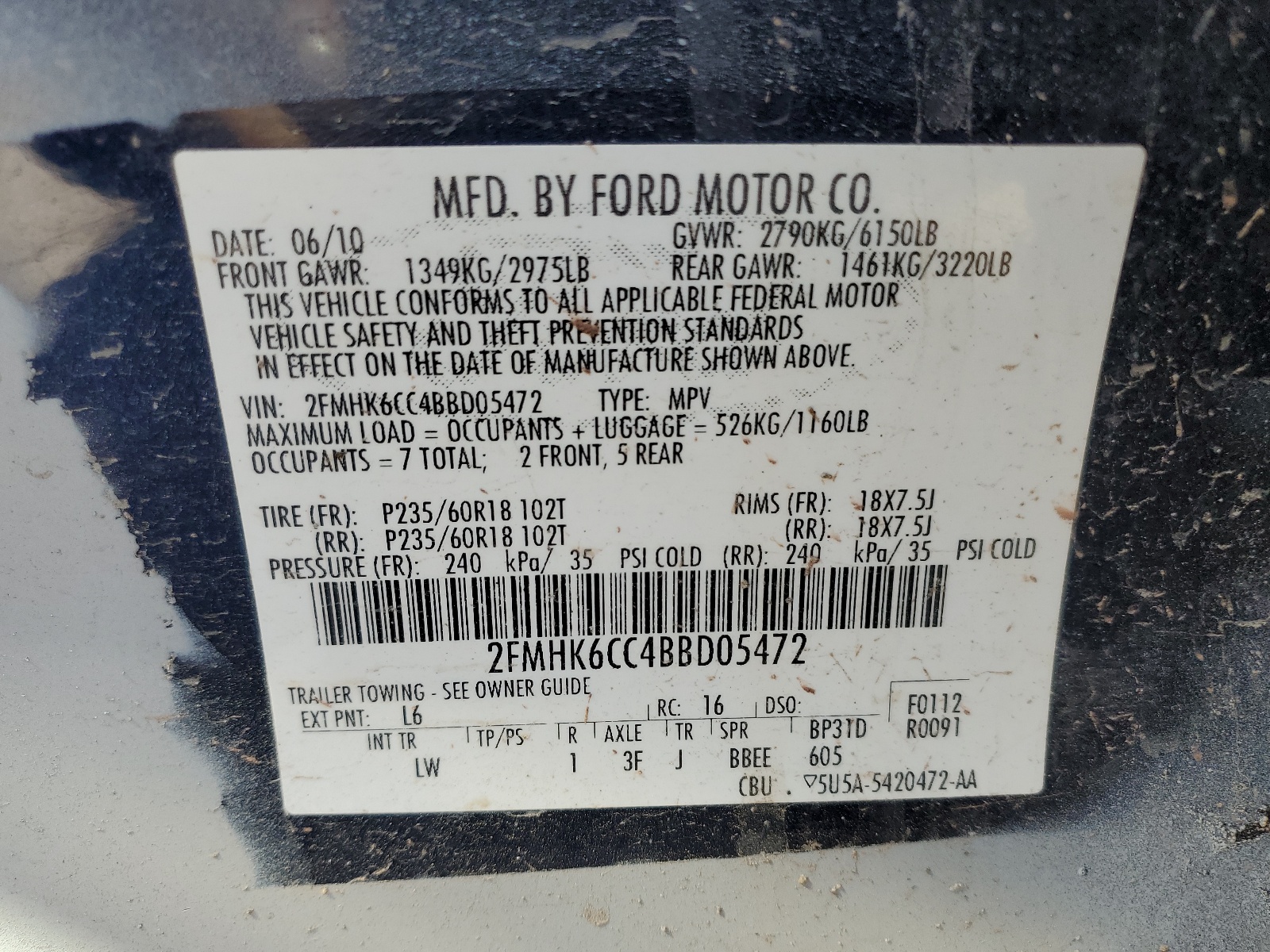 2FMHK6CC4BBD05472 2011 Ford Flex Sel