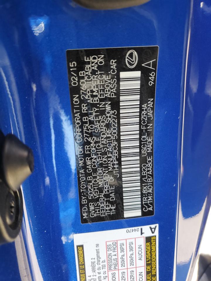 2015 Lexus Rc-F VIN: JTHHP5BC3F5002273 Lot: 58586414