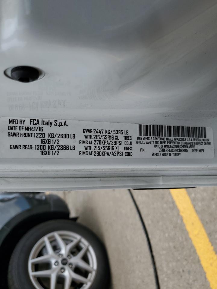 2016 Ram Promaster City VIN: ZFBERFATXG6C08665 Lot: 58891374