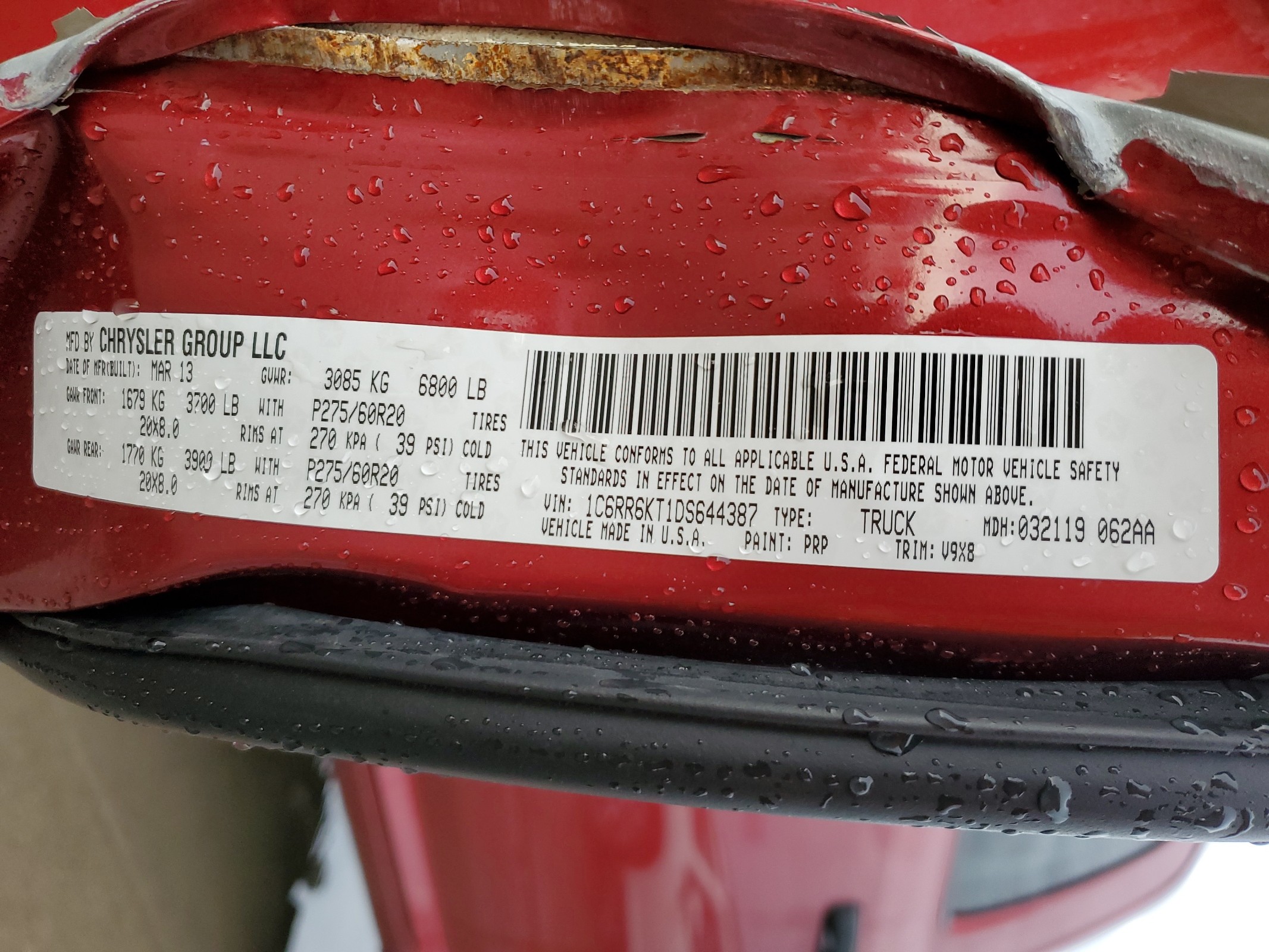 1C6RR6KT1DS644387 2013 Ram 1500 St