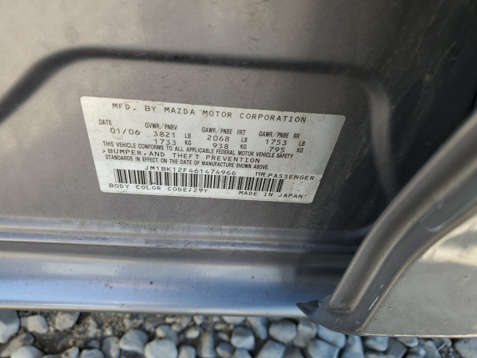 JM1BK12F461474966 2006 Mazda 3 I