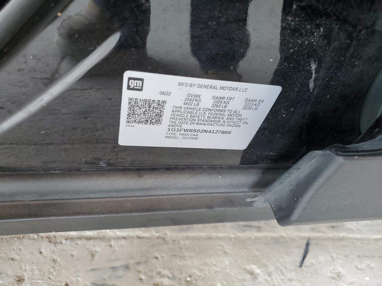 2022 Chevrolet Bolt Ev 1Lt VIN: 1G1FW6S02N4127866 Lot: 59913714