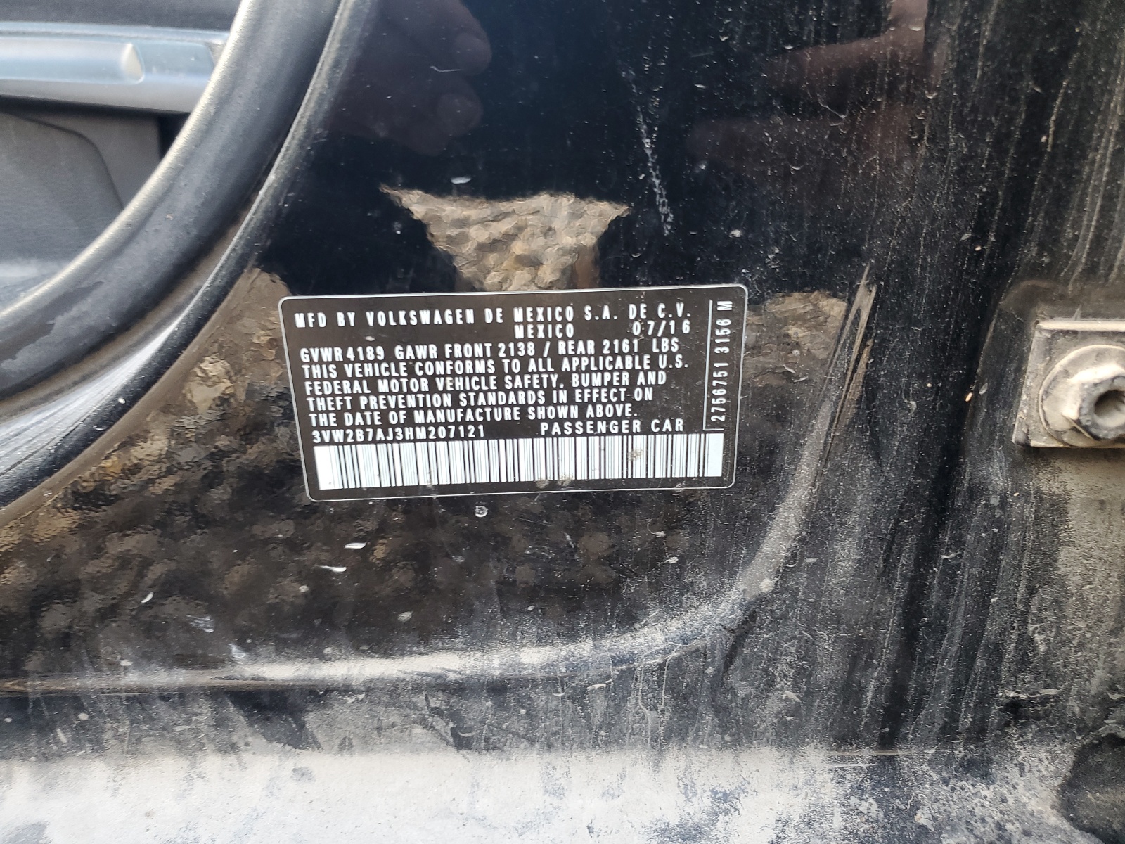 3VW2B7AJ3HM207121 2017 Volkswagen Jetta S