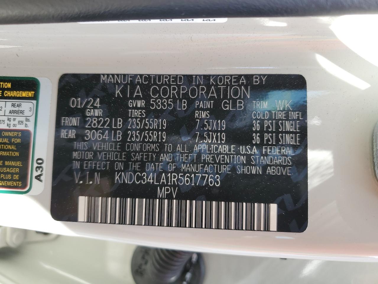 KNDC34LA1R5617763 2024 Kia Ev6 Light