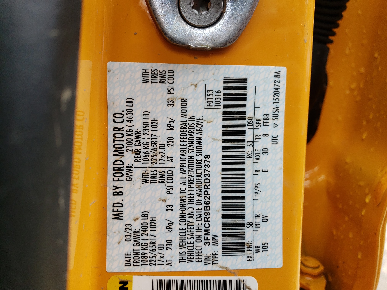 3FMCR9B62PRD37378 2023 Ford Bronco Sport Big Bend 3FMCR9B62PRD37378 2023 Ford Bronco Sport Big Bend