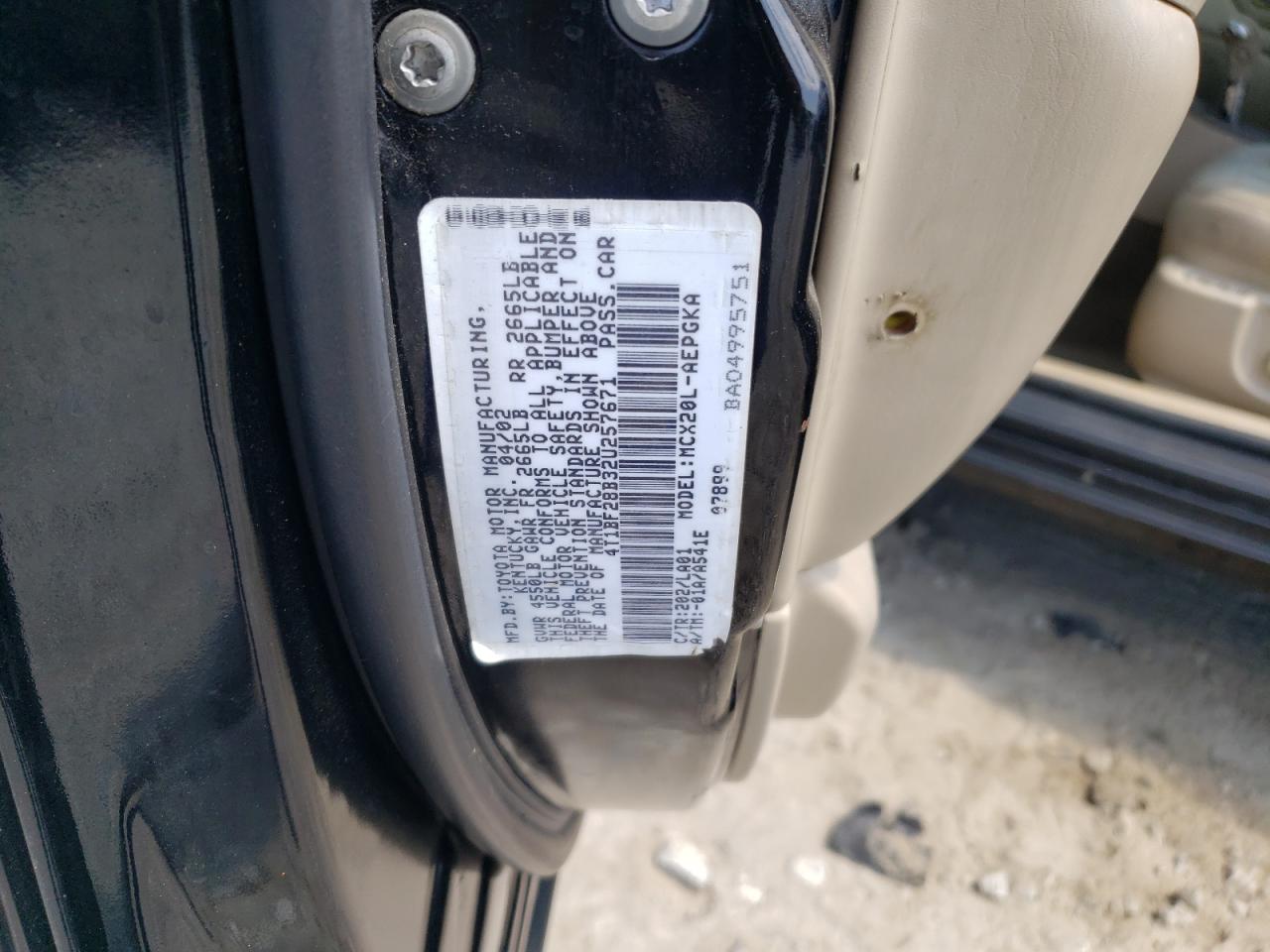 2002 Toyota Avalon Xl VIN: 4T1BF28B32U257671 Lot: 61730854