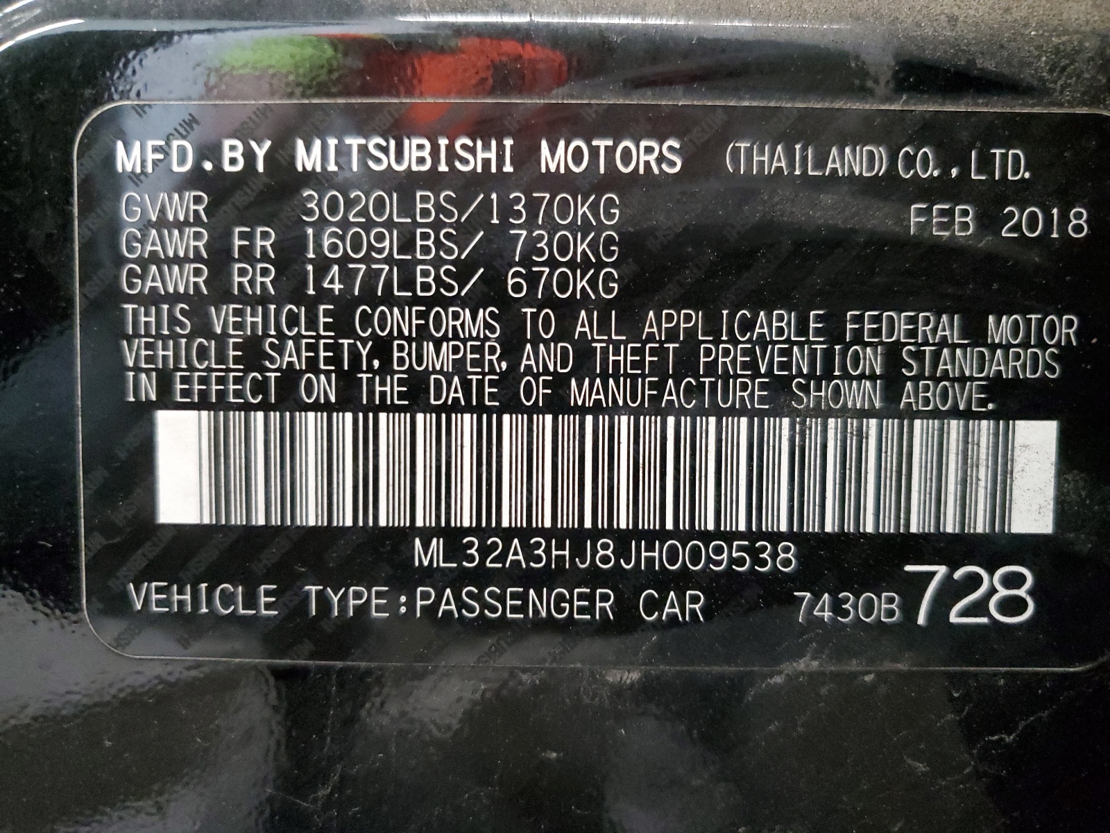 ML32A3HJ8JH009538 2018 Mitsubishi Mirage Es