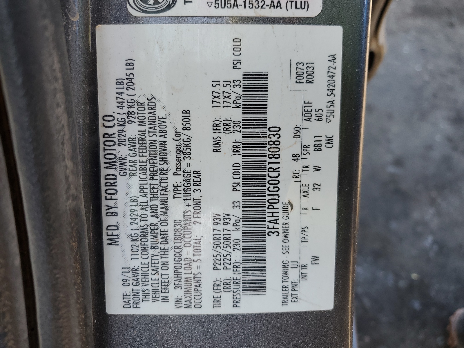 3FAHP0JG0CR180830 2012 Ford Fusion Sel