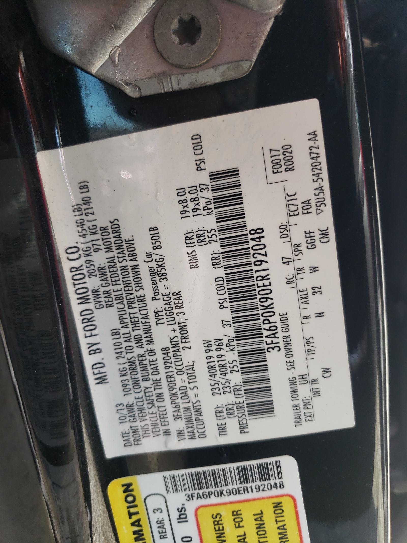 3FA6P0K90ER192048 2014 Ford Fusion Titanium