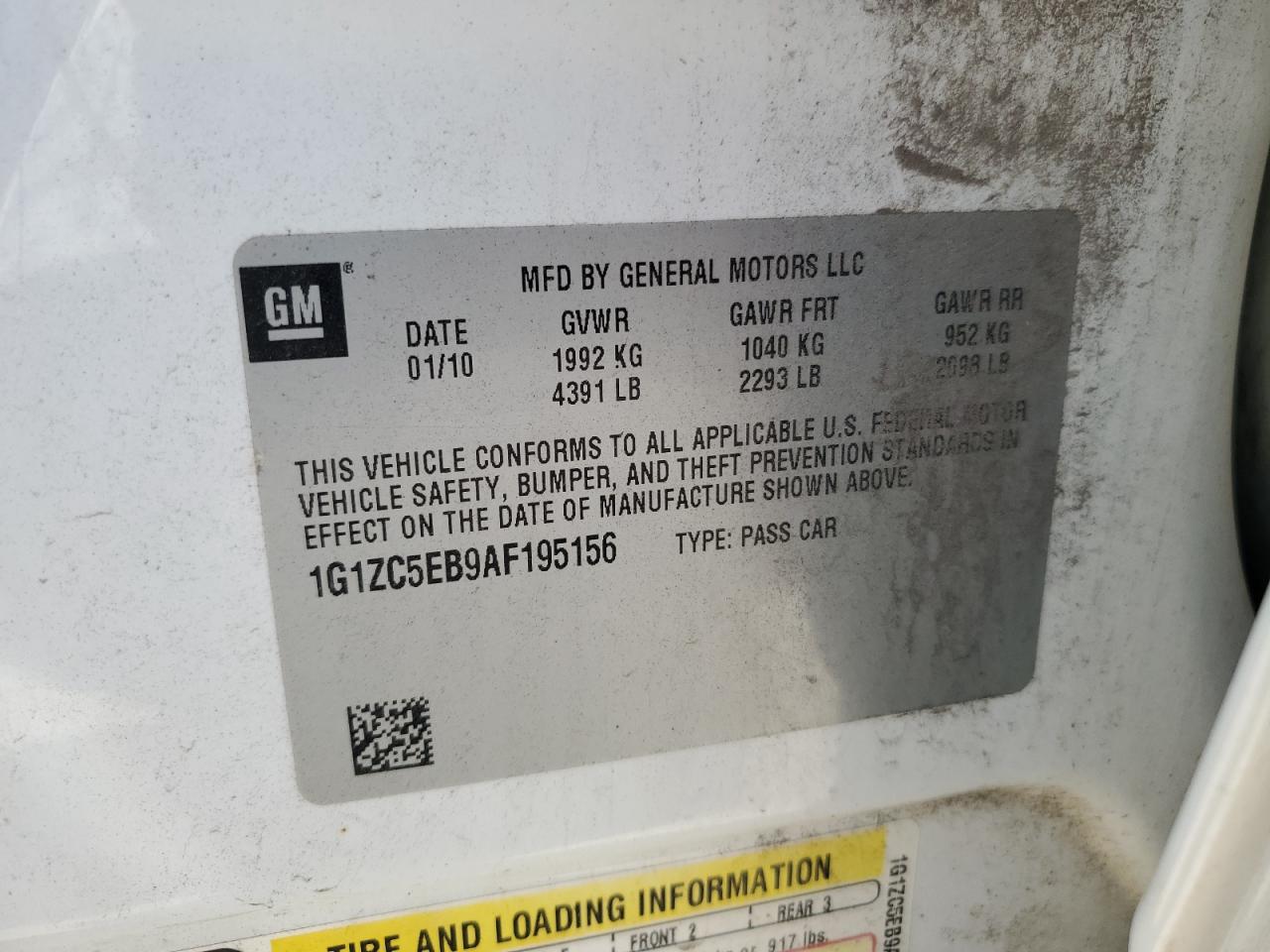 2010 Chevrolet Malibu 1Lt VIN: 1G1ZC5EB9AF195156 Lot: 60689694