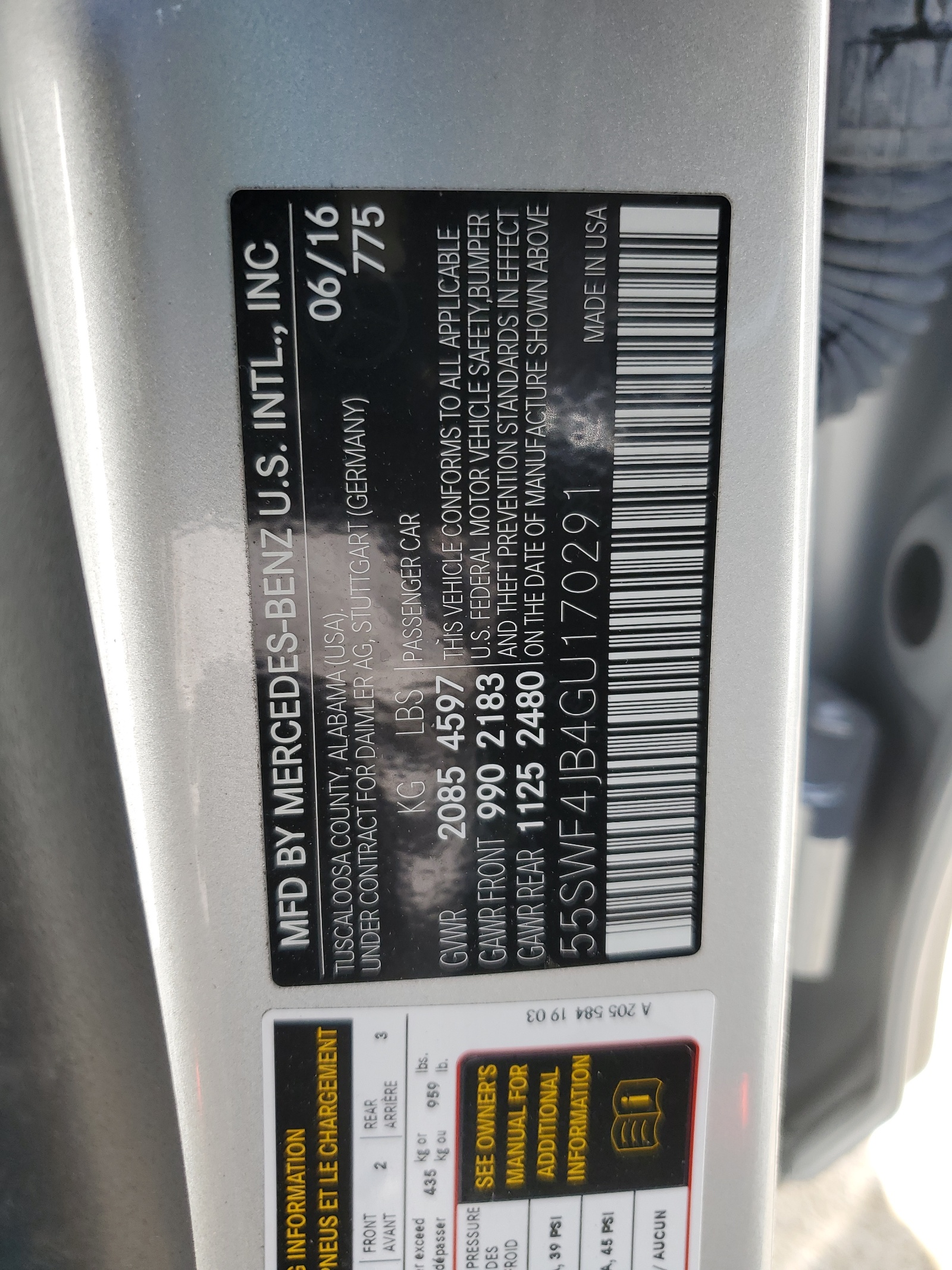 55SWF4JB4GU170291 2016 Mercedes-Benz C 300