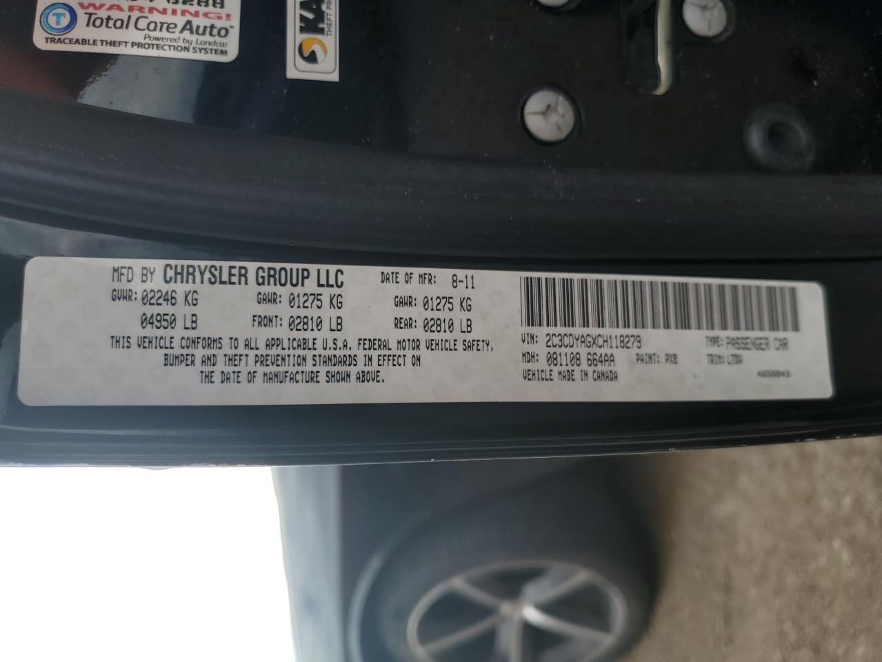 2012 Dodge Challenger Sxt VIN: 2C3CDYAGXCH118279 Lot: 59051404