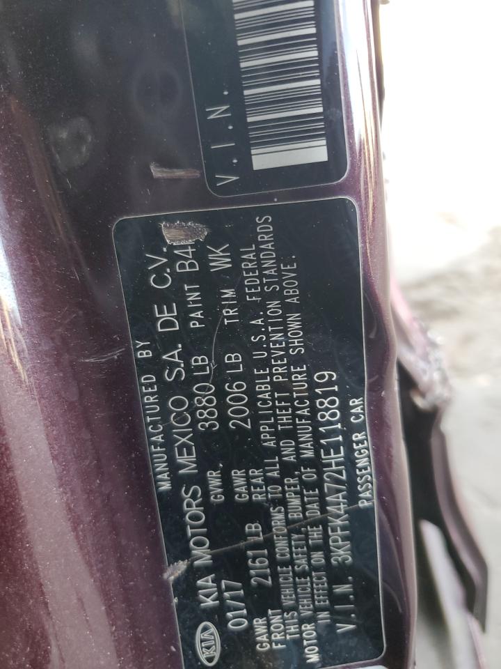 2017 Kia Forte Lx VIN: 3KPFK4A72HE118819 Lot: 59863144