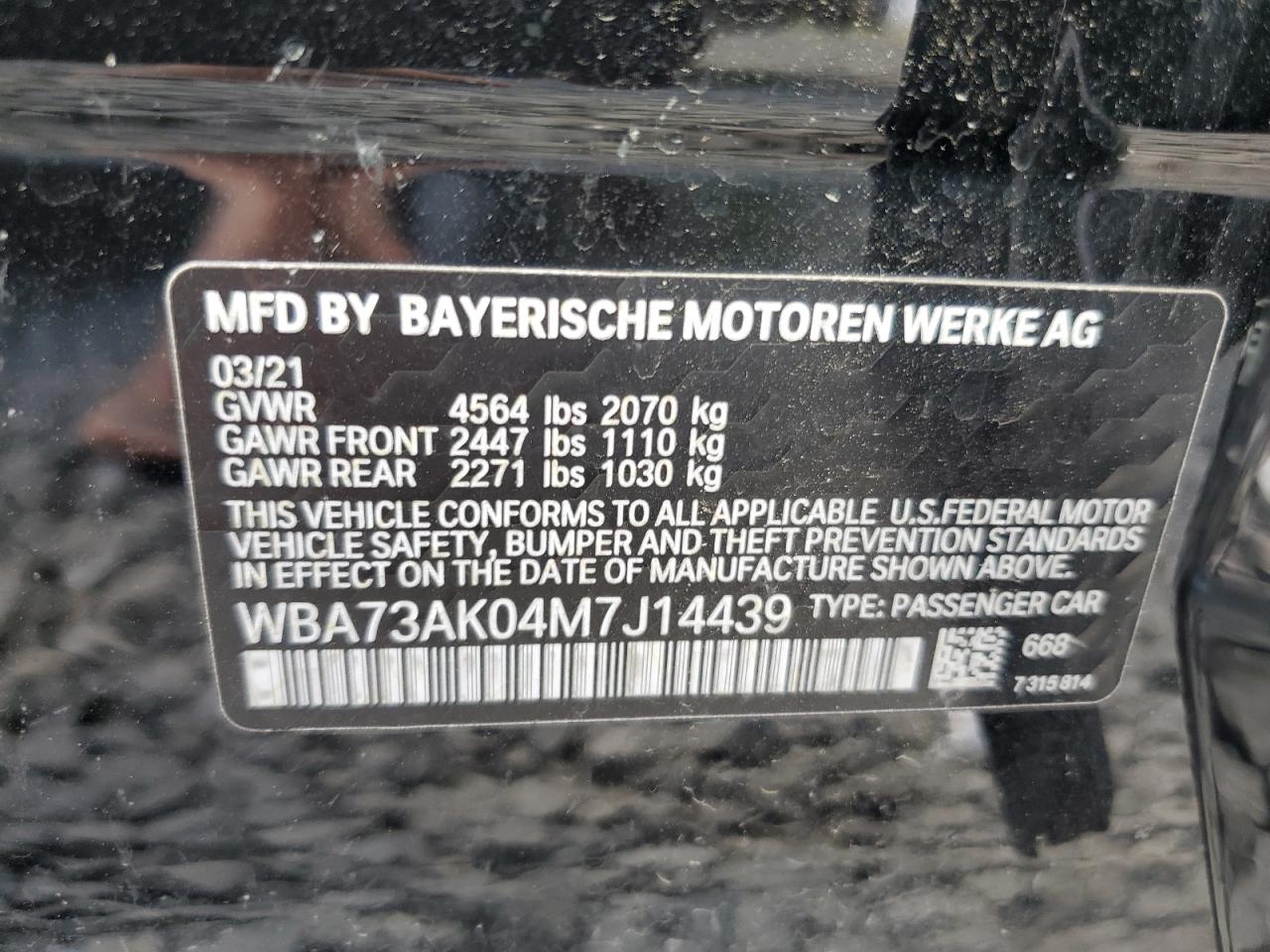 2021 BMW 228Xi VIN: WBA73AK04M7J14439 Lot: 58261394