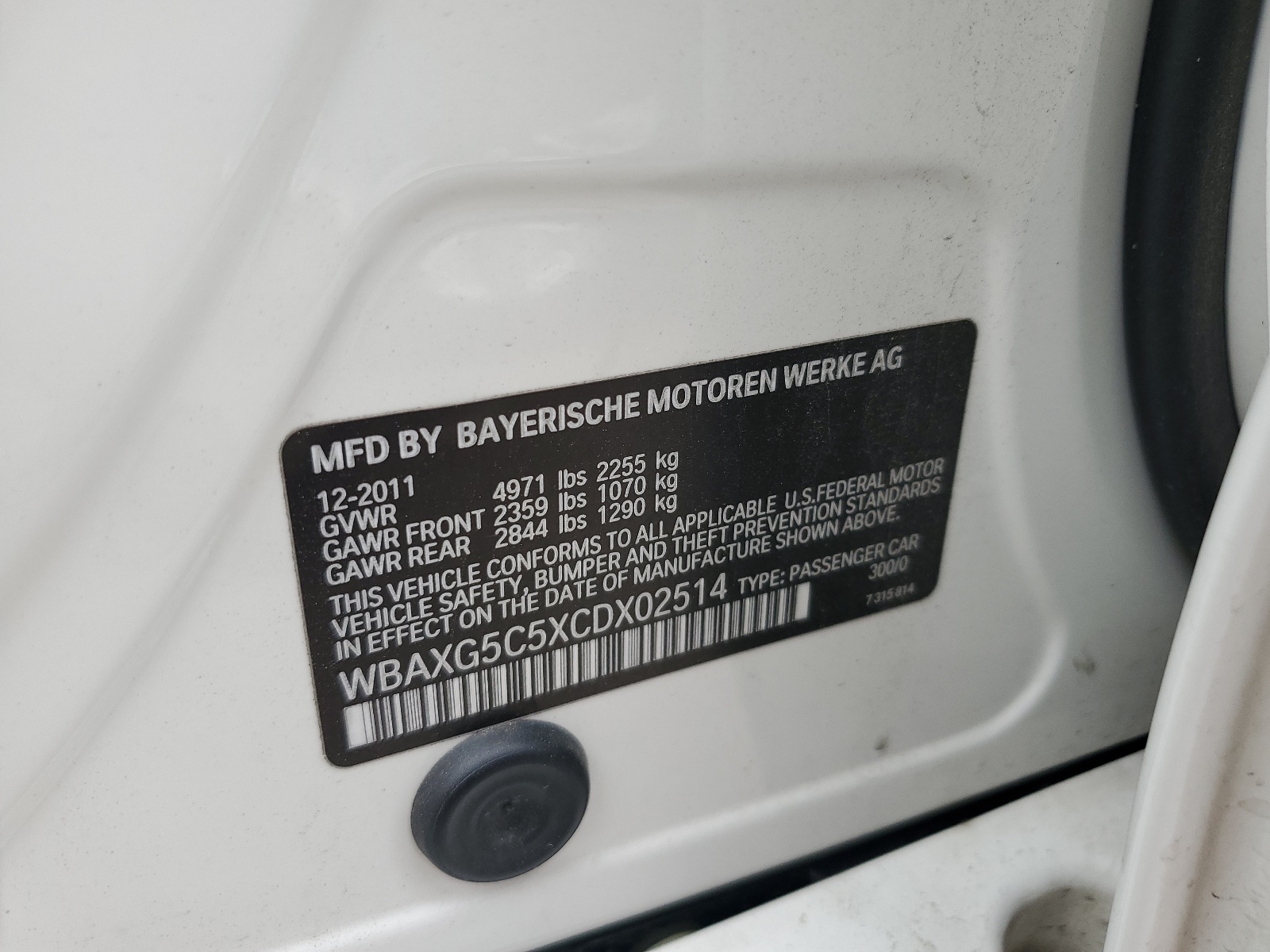 WBAXG5C5XCDX02514 2012 BMW 528 I