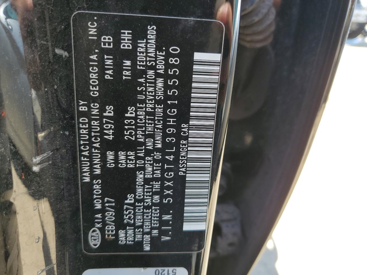 2017 Kia Optima Lx VIN: 5XXGT4L39HG155580 Lot: 61057714