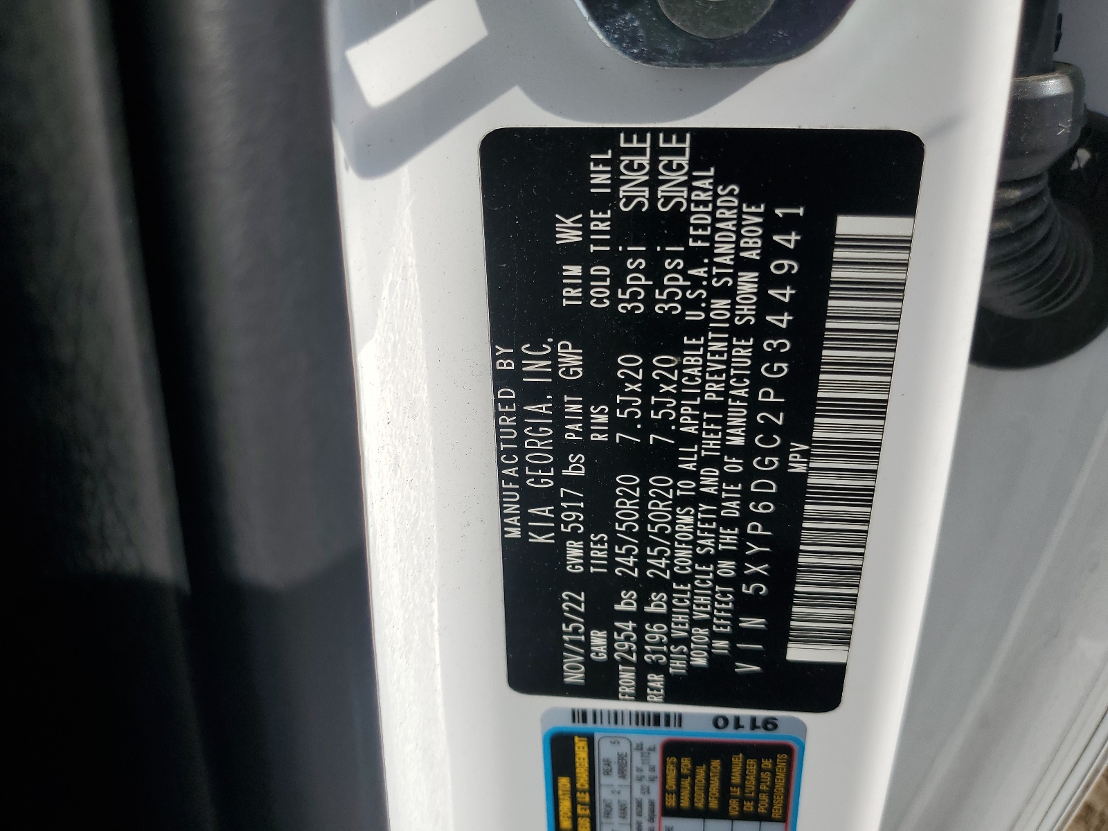 5XYP6DGC2PG344941 2023 Kia Telluride S