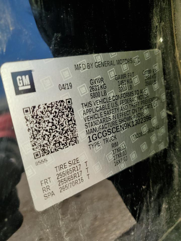 2019 Chevrolet Colorado Lt VIN: 1GCGSCEN9K1302396 Lot: 60215034