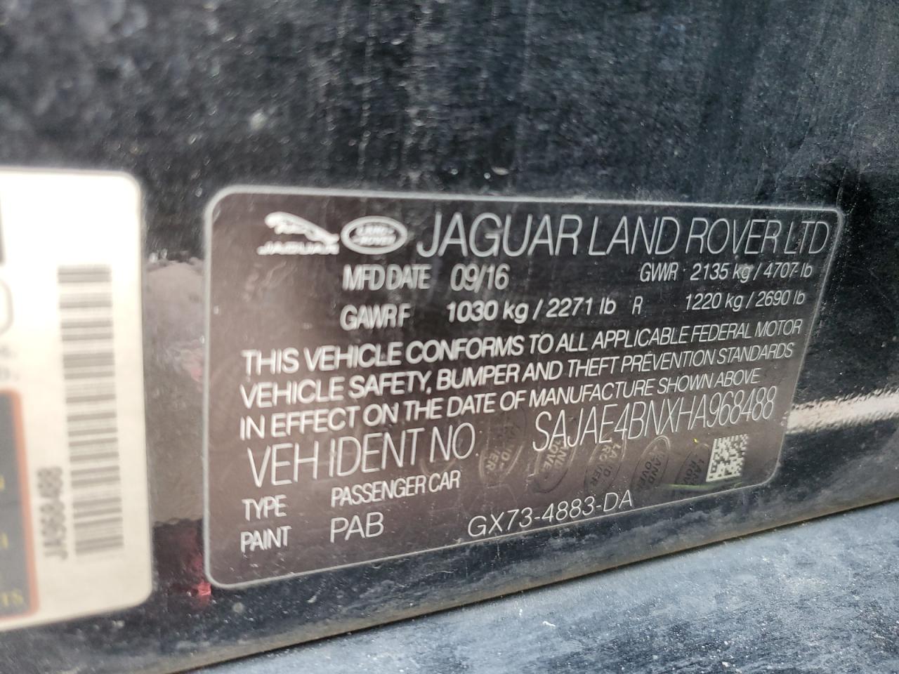 2017 Jaguar Xe Prestige VIN: SAJAE4BNXHA968488 Lot: 58859764