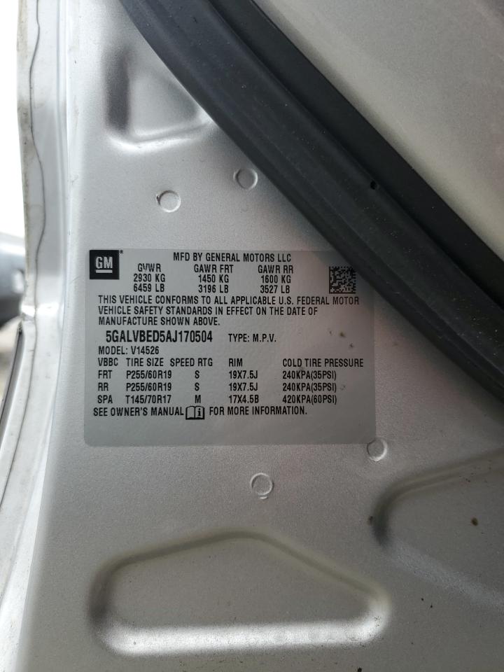 2010 Buick Enclave Cxl VIN: 5GALVBED5AJ170504 Lot: 60905884