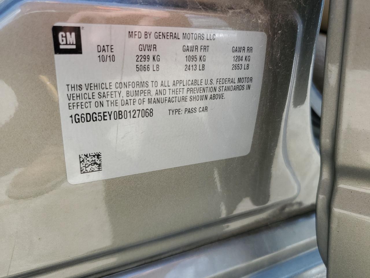 2011 Cadillac Cts Luxury Collection VIN: 1G6DG5EY0B0127068 Lot: 59945434