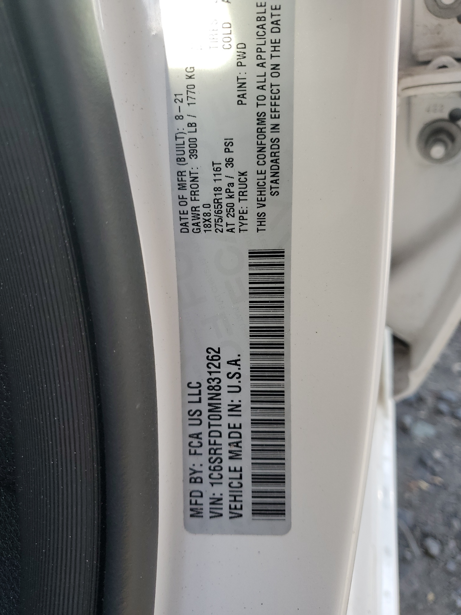 1C6SRFDT0MN831262 2021 Ram 1500 Laramie