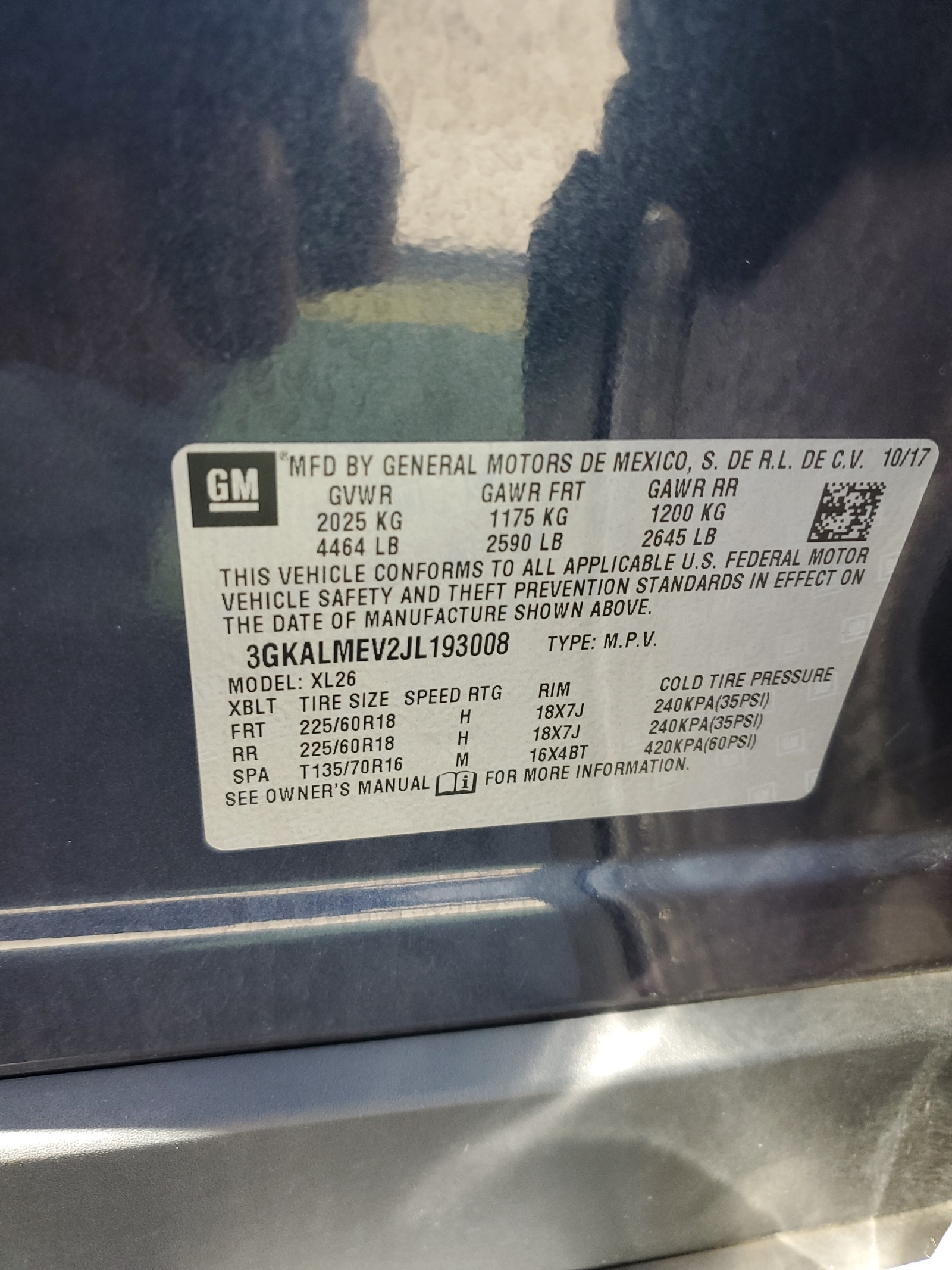 3GKALMEV2JL193008 2018 GMC Terrain Sle