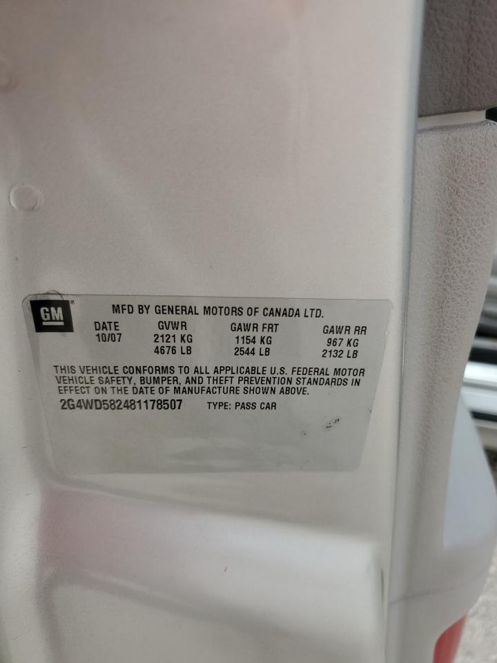 2008 Buick Lacrosse Cxl VIN: 2G4WD582481178507 Lot: 59755524