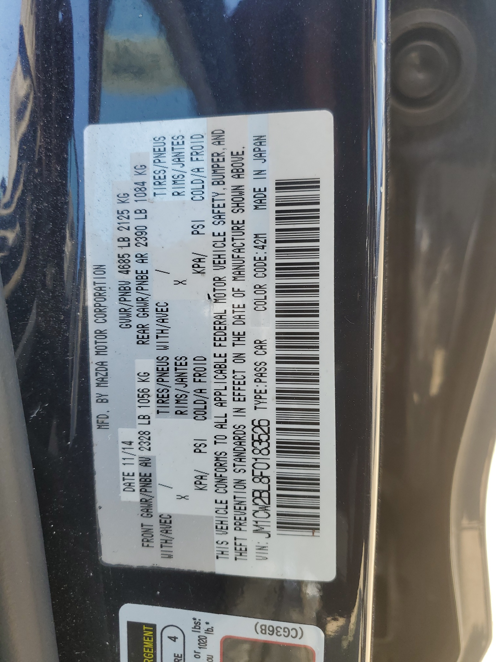 JM1CW2BL8F0183526 2015 Mazda 5 Sport