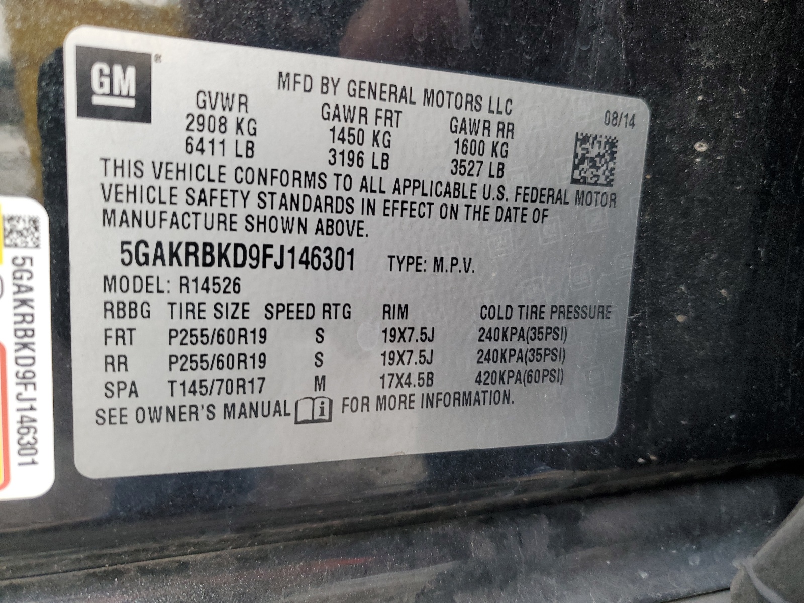 5GAKRBKD9FJ146301 2015 Buick Enclave