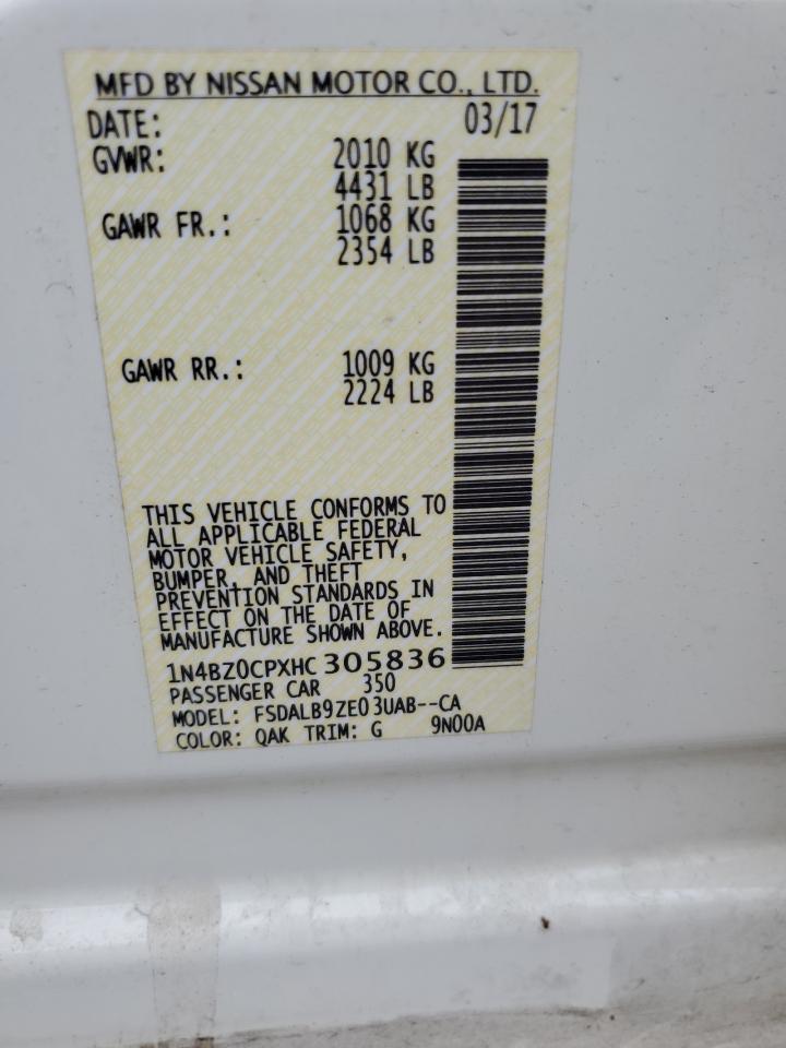 2017 Nissan Leaf S VIN: 1N4BZ0CPXHC305836 Lot: 59619764